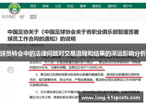 球员转会中的法律问题对交易流程和结果的深远影响分析